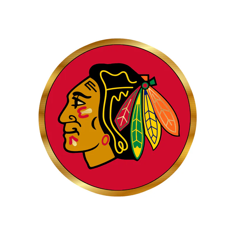 Chicago Blackhawks - Red Circle With Head - Gold Chrome Vinyl Sticker - Custom Size