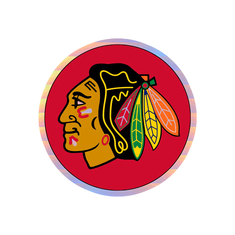 Chicago Blackhawks - Red Circle With Head - Holographic Vinyl Sticker - Custom Size