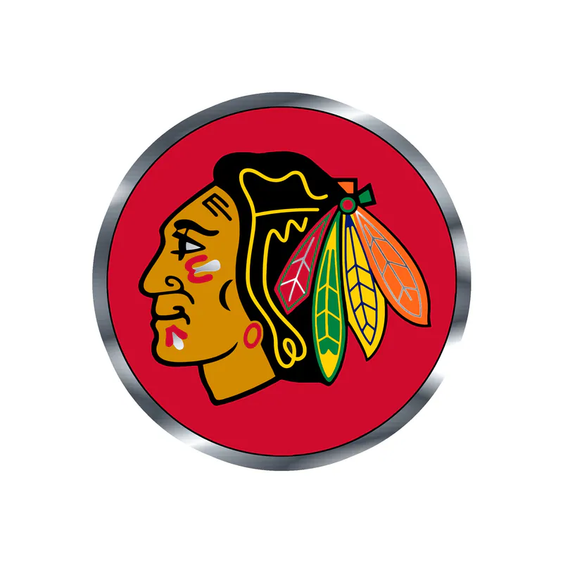 Chicago Blackhawks - Red Circle With Head - Silver Chrome Vinyl Sticker - Custom Size