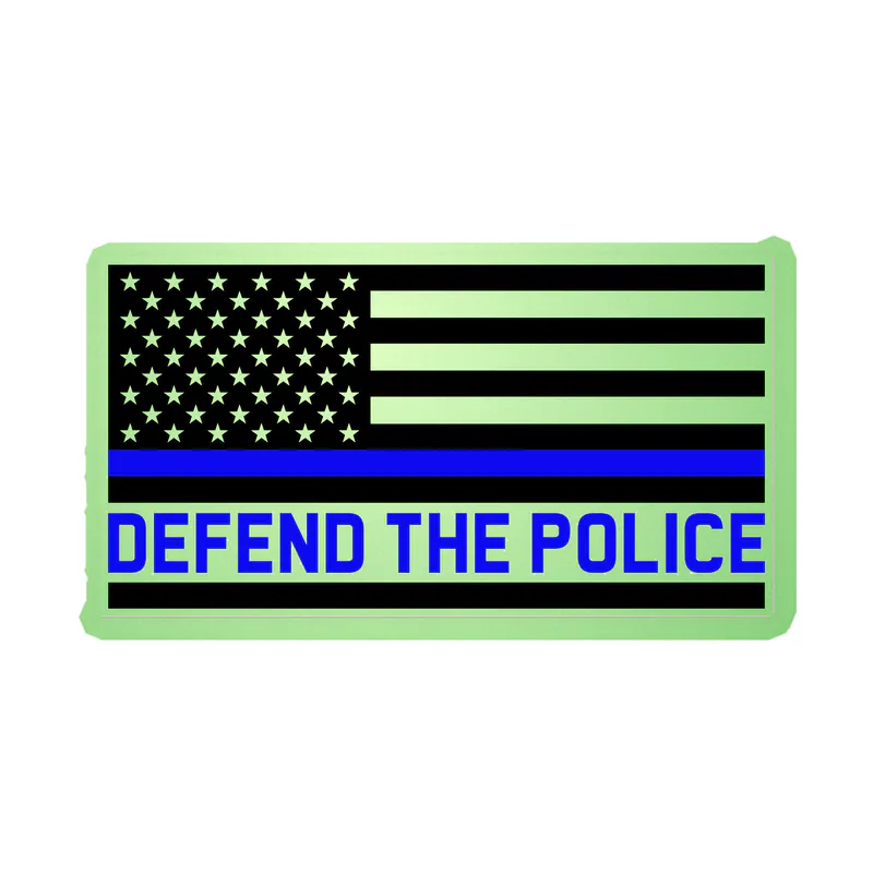 Blue Line American Flag- Defend the Police - Glow in the Dark Vinyl Decal - custom size