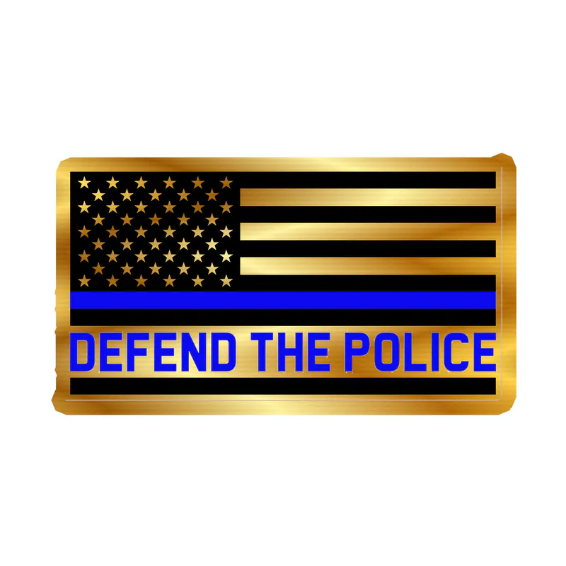 Blue Line American Flag- Defend the Police - Gold Chrome Vinyl Decal - custom size
