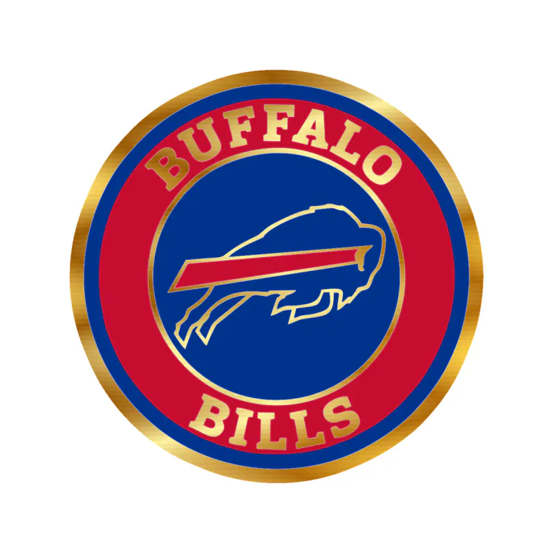 Buffalo Bills - Circle With Red Stripe - Gold Chrome Vinyl Sticker - Custom Size