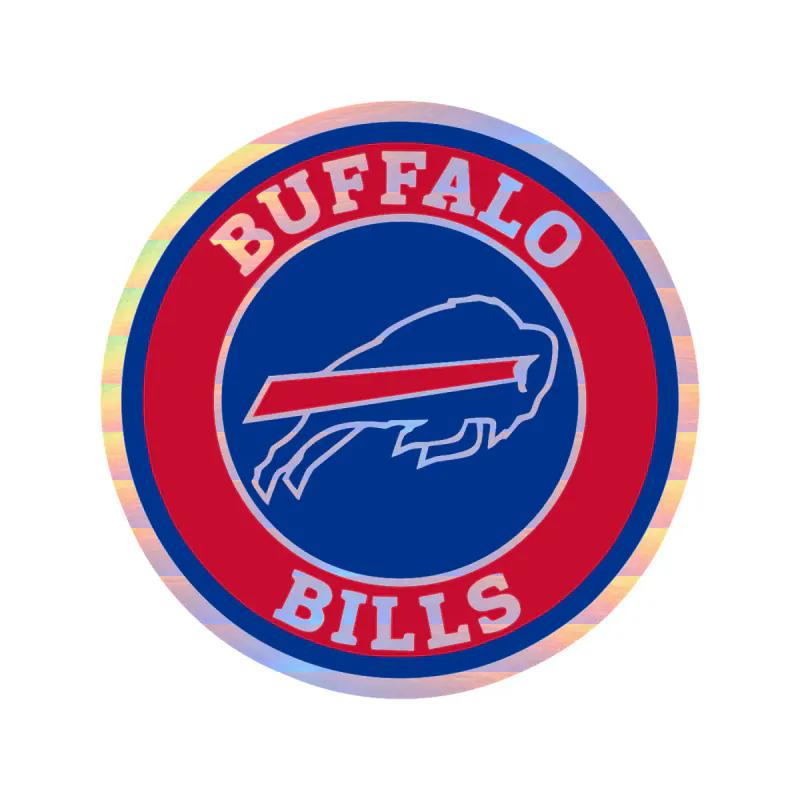Buffalo Bills - Circle With Red Stripe - Holographic Vinyl Sticker - Custom Size
