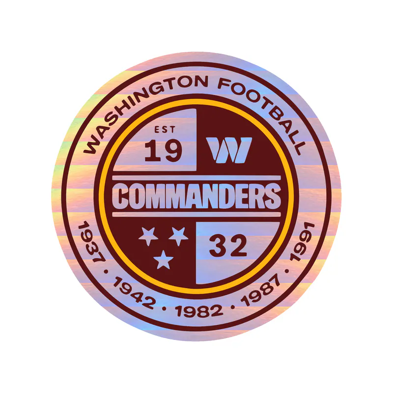 Washington Commanders - White Circle- Holographic Vinyl Sticker - Custom Size