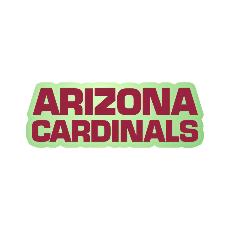 Arizona Cardinals - Big Wording - Glow in the Dark Vinyl Sticker - Custom Size
