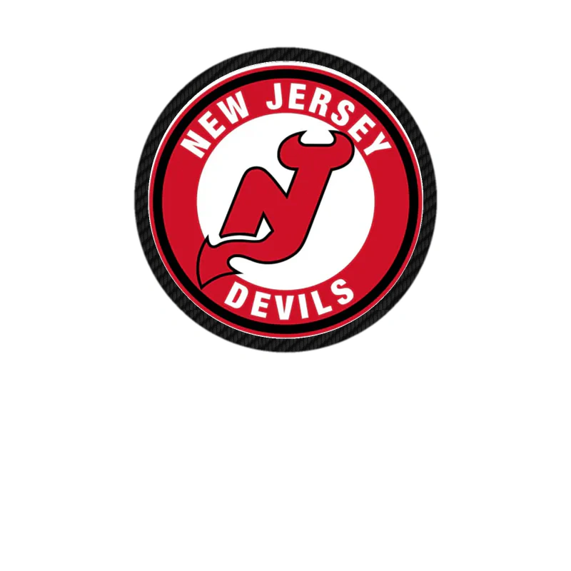 New Jersey Devils - Red And White Circle - Carbon Fiber Vinyl Sticker - Custom Size