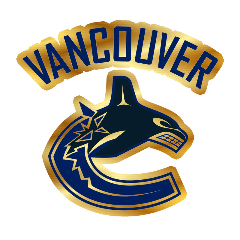 Vancouver Canucks - C With Vancouver - Gold Chrome Vinyl Sticker - Custom Size