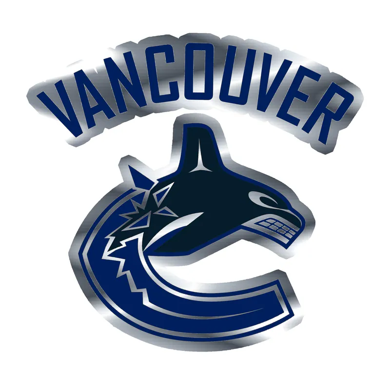 Vancouver Canucks - C With Vancouver - Silver Chrome Vinyl Sticker - Custom Size