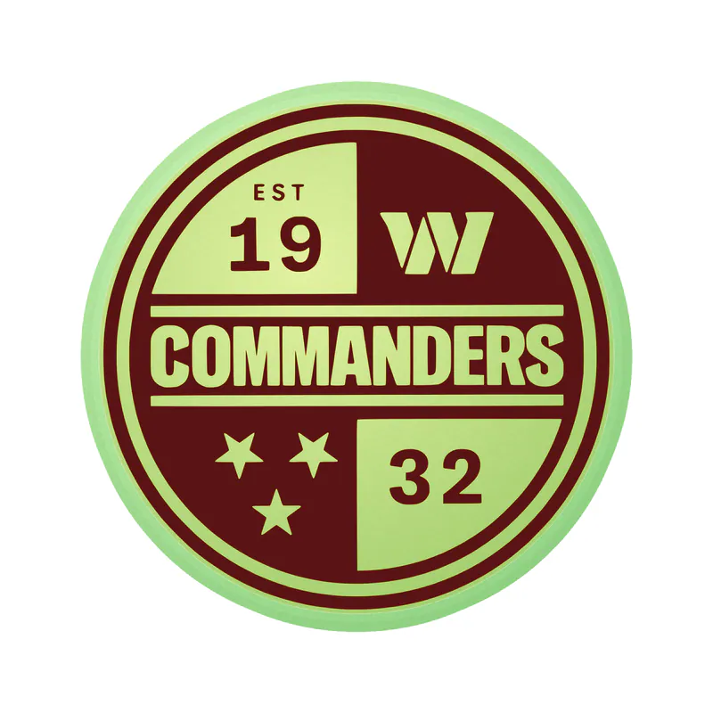 Washington Commanders - Yellow Circle- Glow in the Dark Vinyl Sticker - Custom Size