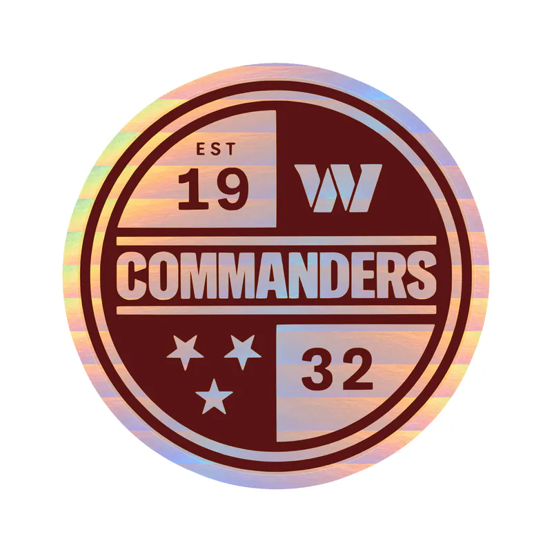 Washington Commanders - Yellow Circle- Holographic Vinyl Sticker - Custom Size