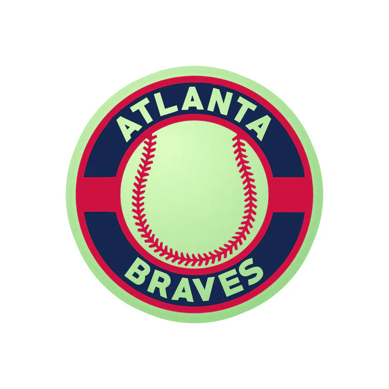 Atlanta Braves - Circle With Baseball - Glow in the Dark Vinyl Sticker - Custom Size