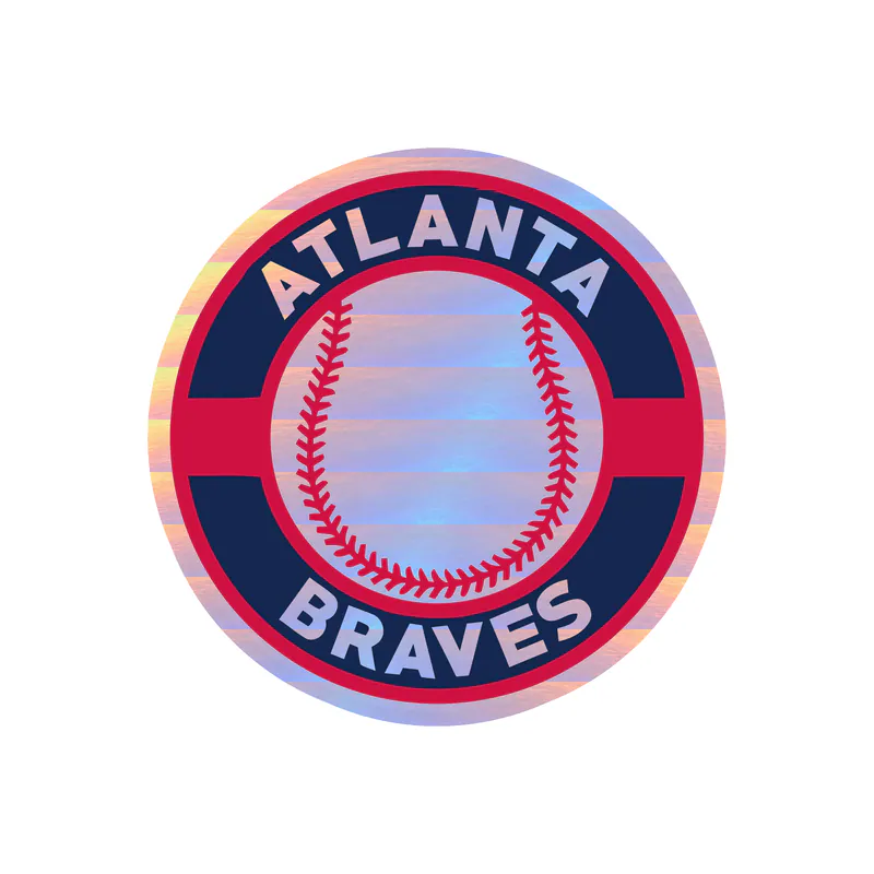 Atlanta Braves - Circle With Baseball - Holographic Vinyl Sticker - Custom Size