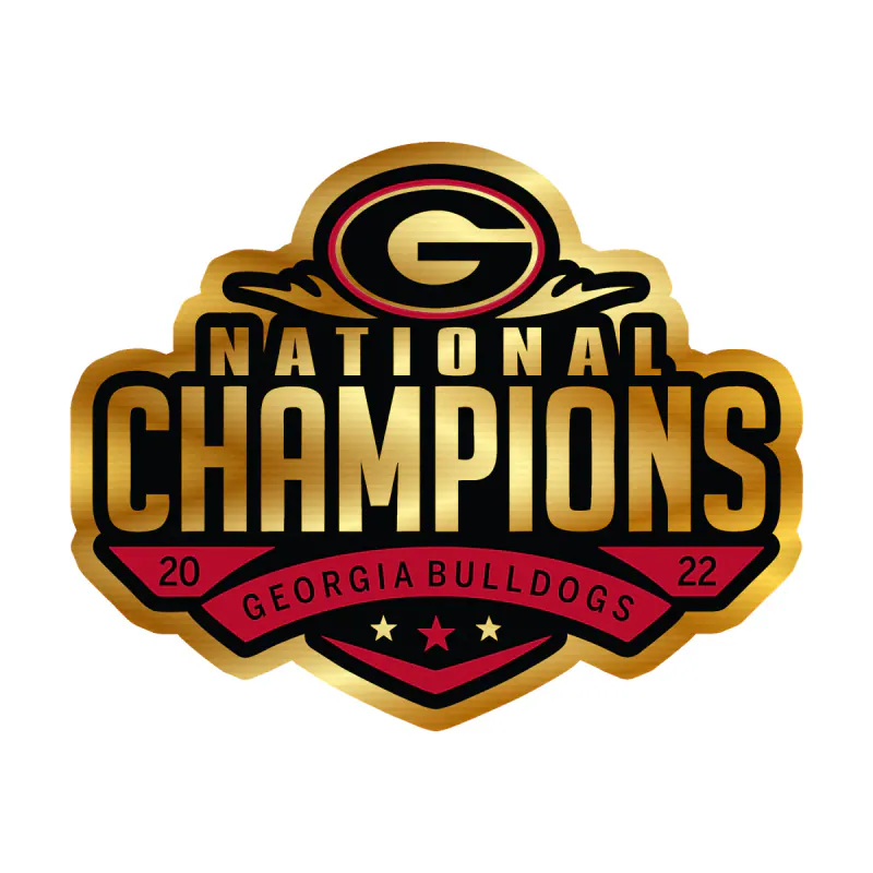 Georgia Bulldogs - National Champions 2022 - Image 1 - Gold Chrome Vinyl Decal - Custom Size