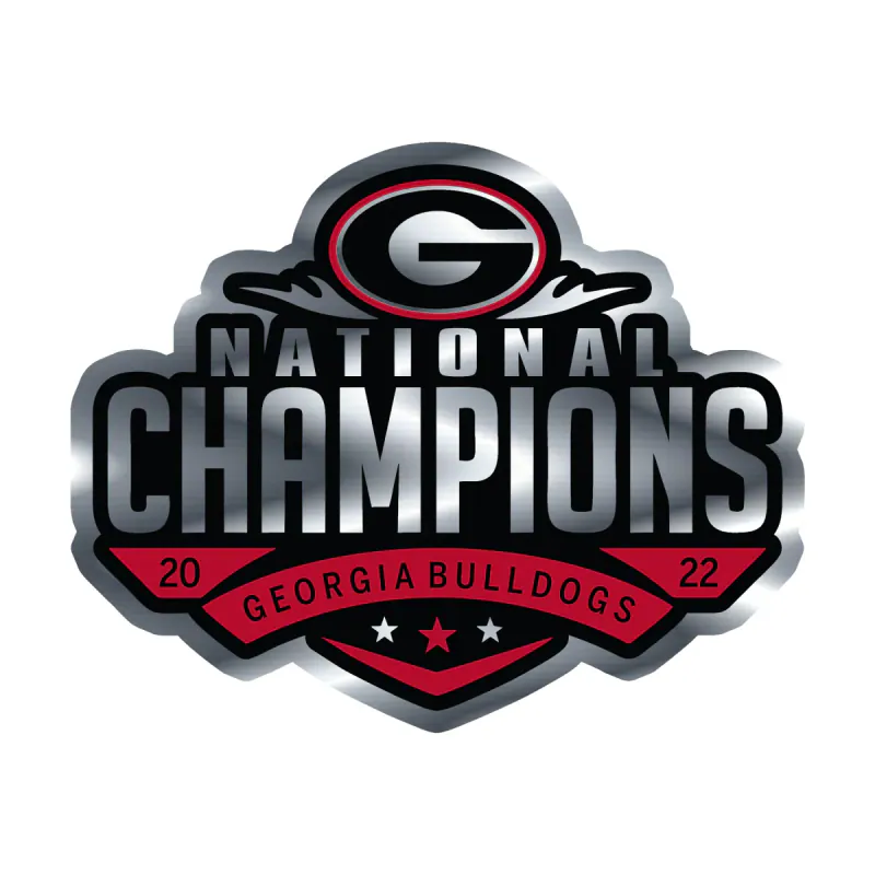 Georgia Bulldogs - National Champions 2022 - Image 1 - Silver Chrome Vinyl Decal - Custom Size