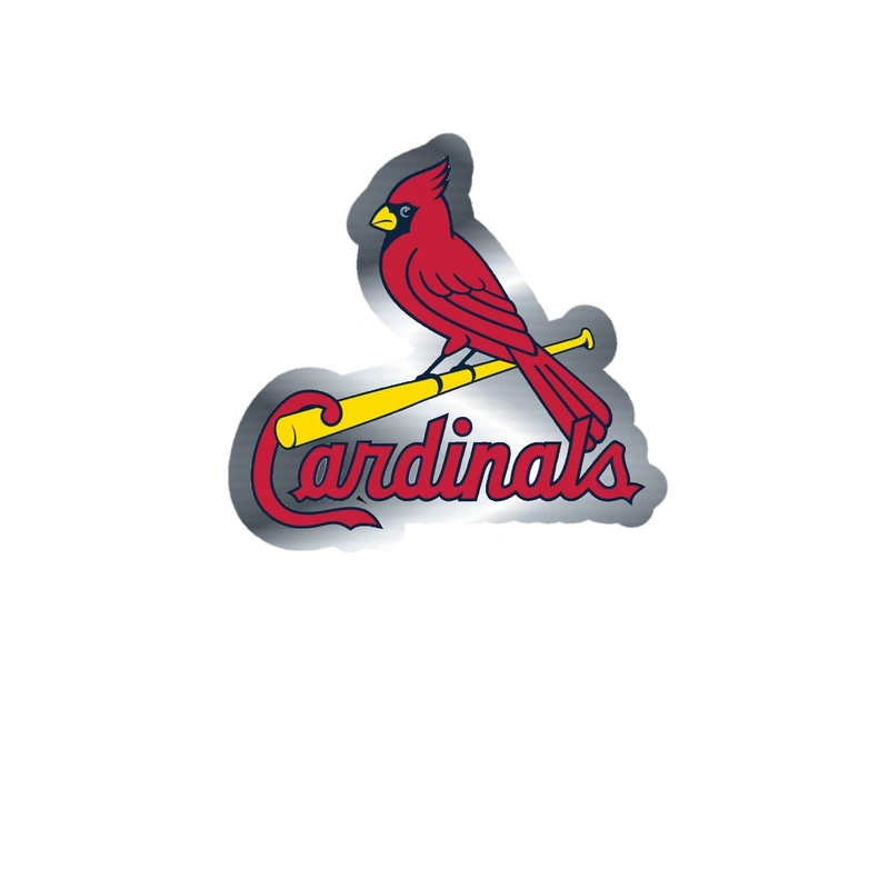 St. Louis Cardinals - Bird With Cardinals - Silver Chrome Vinyl Sticker - Custom Size