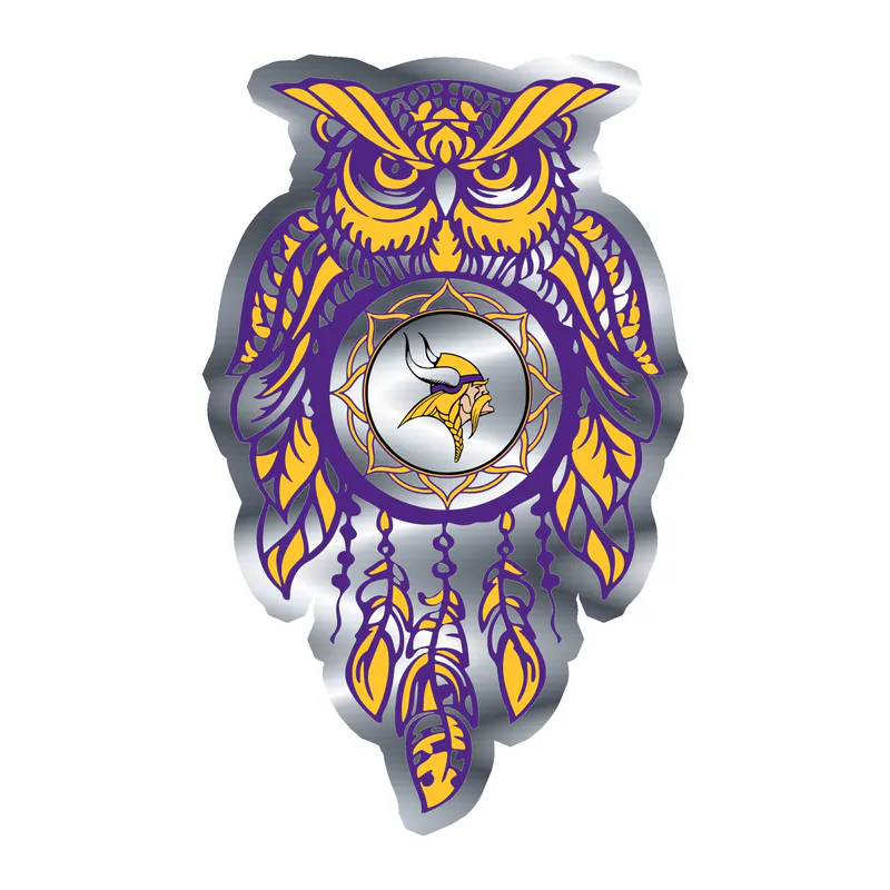 Minnesota Vikings - Owl - Silver Chrome Vinyl Sticker - Custom Size