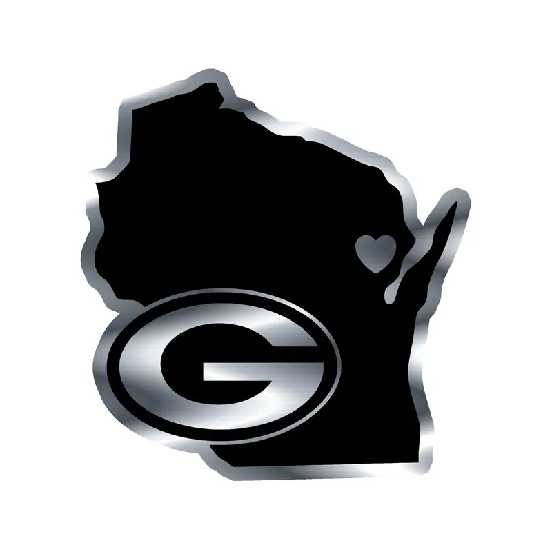 Green Bay Packers - Rectangle - Image 3 - Silver Chrome Vinyl Sticker - Custom Size