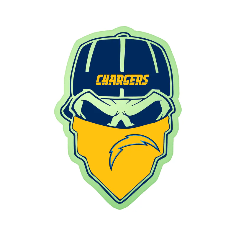 Los Angeles Chargers - Skull - Glow in the Dark Vinyl Sticker - Custom Size