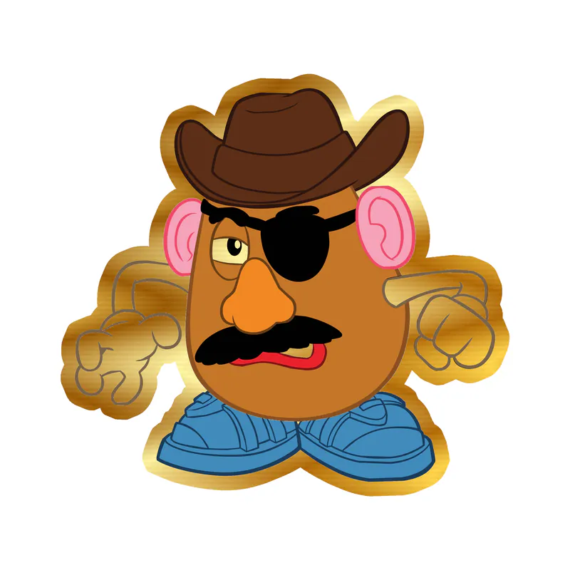 Toy Story Mr. Potato Head Gold Chrome Vinyl Sticker - Custom Size