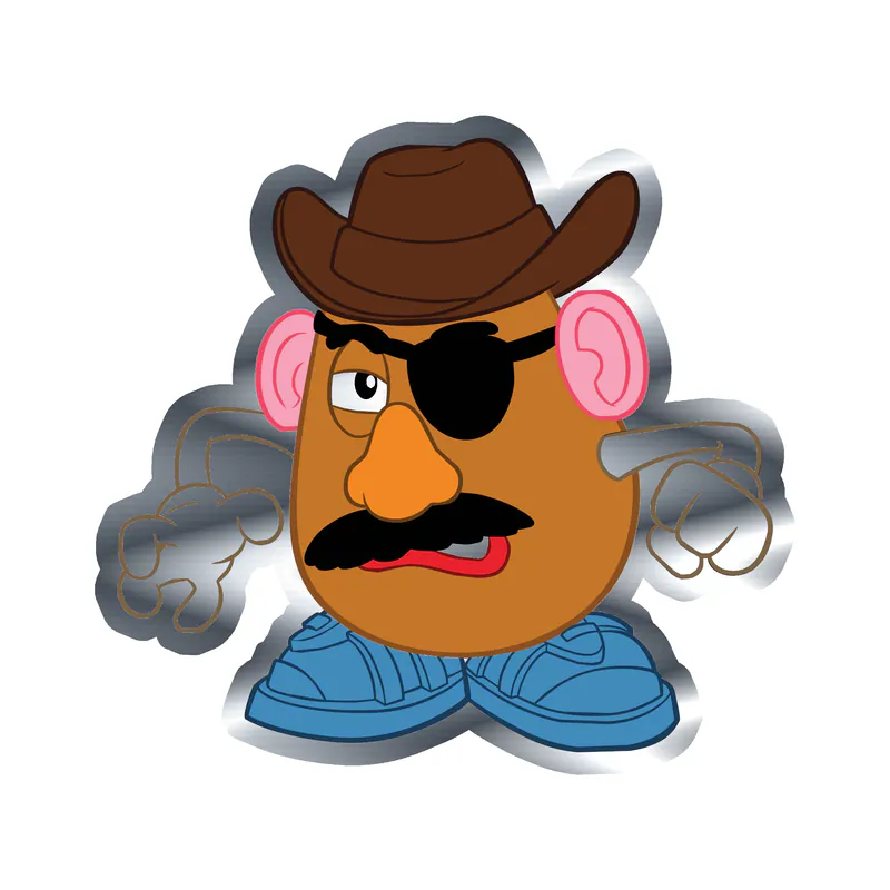 Toy Story Mr. Potato Head Silver Chrome Vinyl Sticker - Custom Size
