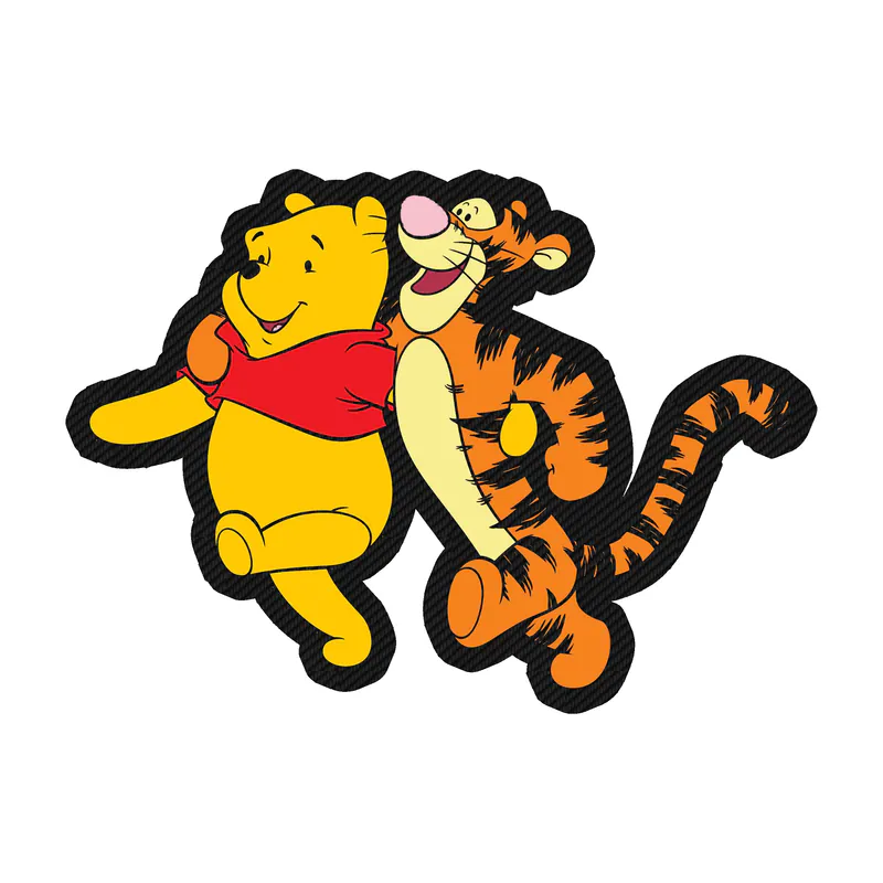 Winnie The Pooh - Pooh And Tigger - Carbon Fiber Vinyl Sticker - Custom Size
