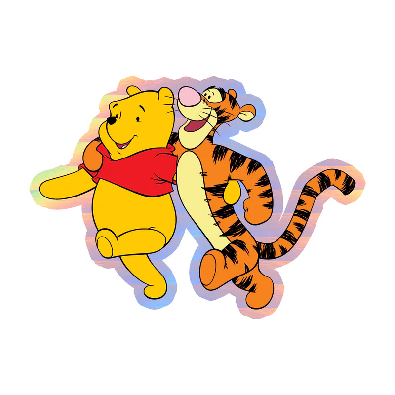 Winnie The Pooh - Pooh And Tigger - Holographic Vinyl Sticker - Custom Size