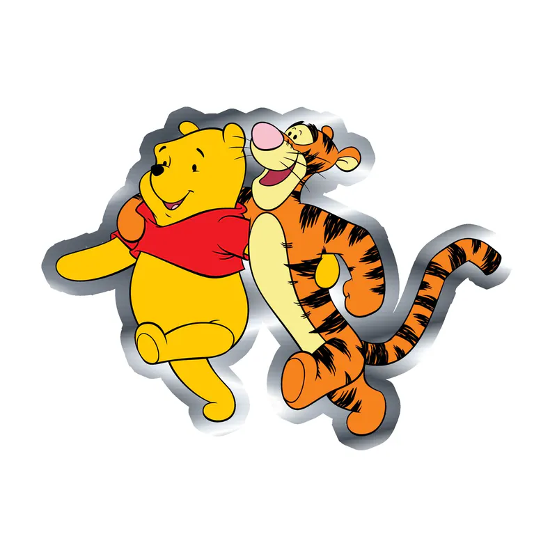 Winnie The Pooh - Pooh And Tigger - Silver Chrome Vinyl Sticker - Custom Size
