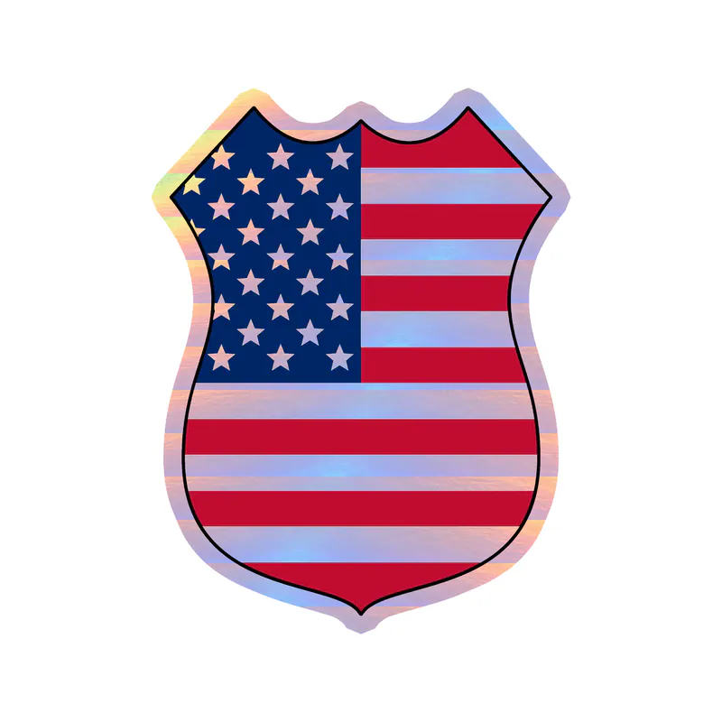 American Flag Shield Holographic Vinyl Decal - custom size