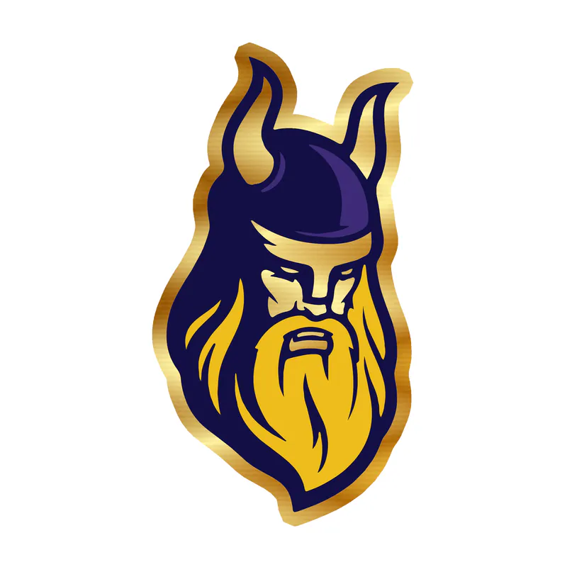 Minnesota Vikings - Purple and Yellow Viking Head - Gold Chrome Vinyl Sticker - Custom Size