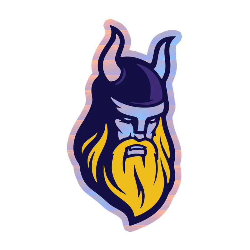 Minnesota Vikings - Purple and Yellow Viking Head - Holographic Vinyl Sticker - Custom Size