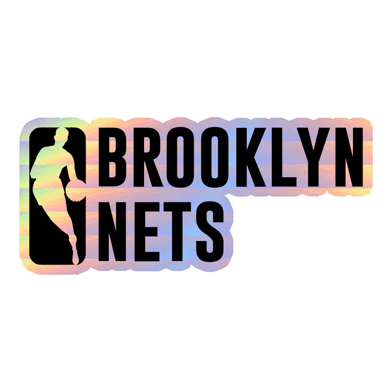Brooklyn Nets - NBA Logo With Name - Image 2 - Holographic Vinyl Sticker - Custom Size