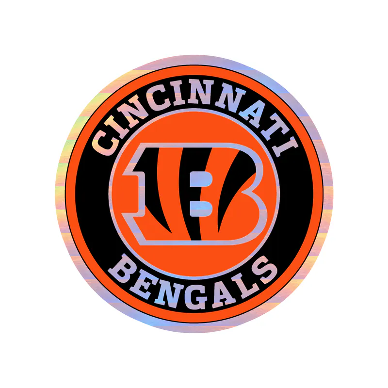 Cincinnati Bengals - Circle with B - Holographic Vinyl Sticker - Custom Size