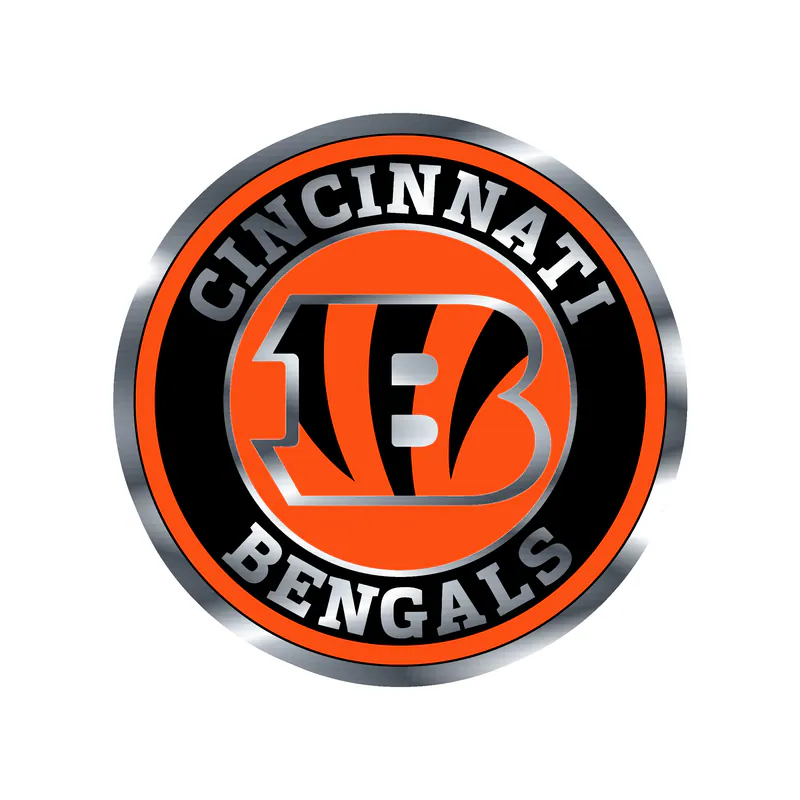 Cincinnati Bengals - Circle with B - Silver Chrome Vinyl Sticker - Custom Size