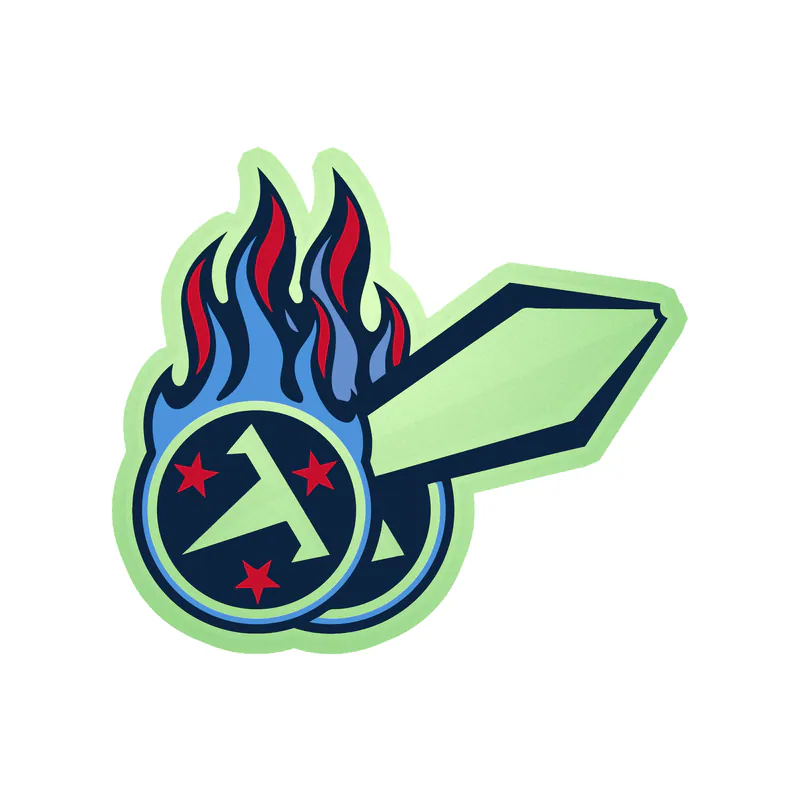 Tennessee Titans - Sword with Logo - Glow in the Dark Vinyl Sticker - Custom Size