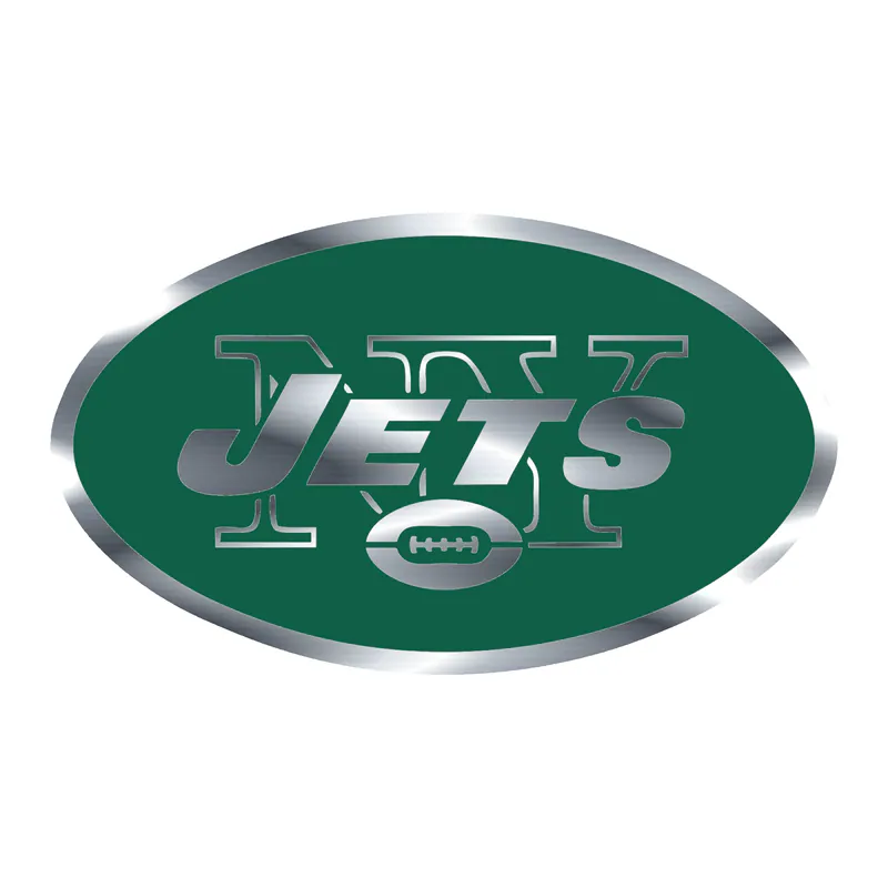 New York Jets - Logo - Silver Chrome Vinyl Sticker - Custom Size