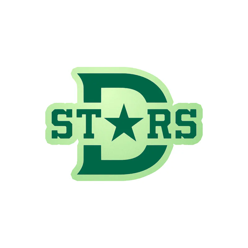 Dallas Stars  - D With Stars In Center - Glow in the Dark Vinyl Sticker - Custom Size