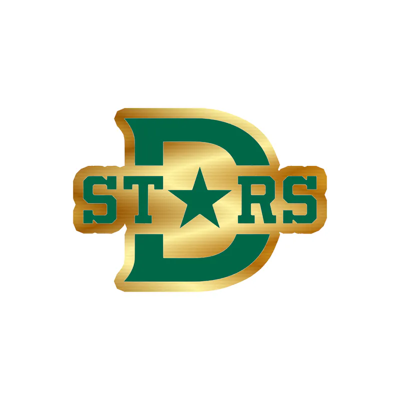 Dallas Stars  - D With Stars In Center - Gold Chrome Vinyl Sticker - Custom Size