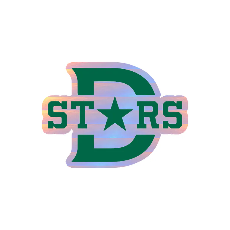 Dallas Stars  - D With Stars In Center - Holographic Vinyl Sticker - Custom Size