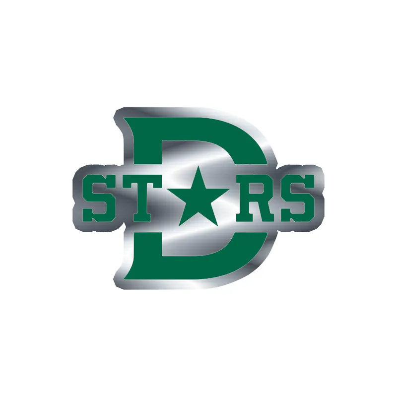 Dallas Stars  - D With Stars In Center - Silver Chrome Vinyl Sticker - Custom Size