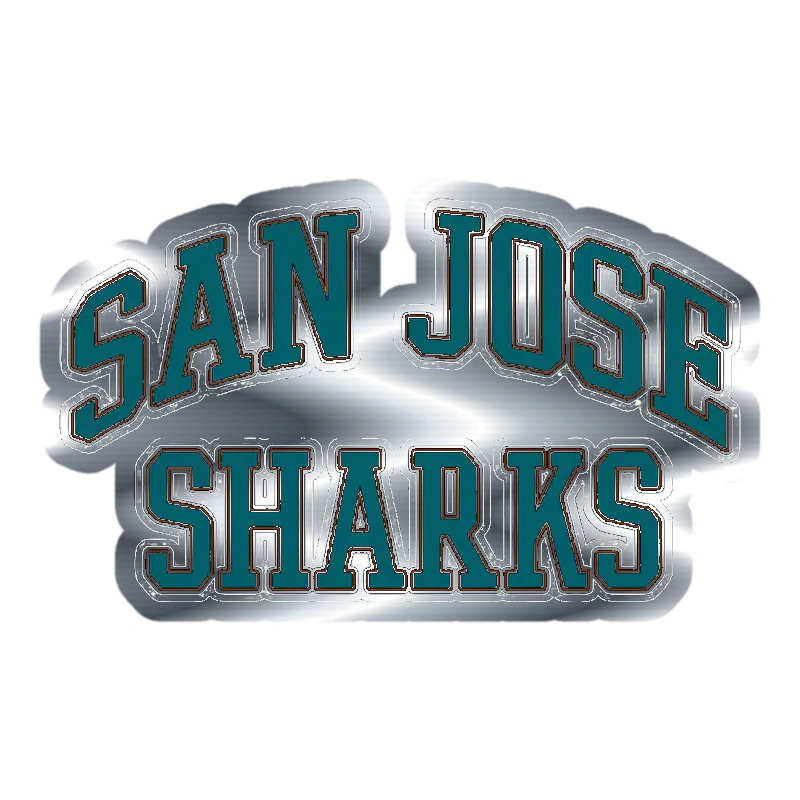 San Jose Sharks - Name -Silver Chrome Vinyl Sticker - Custom Size