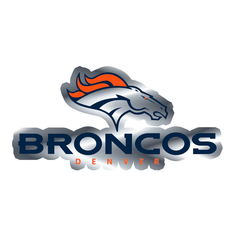 Denver Broncos - Image 2 - Silver Chrome Vinyl Sticker - Custom Size