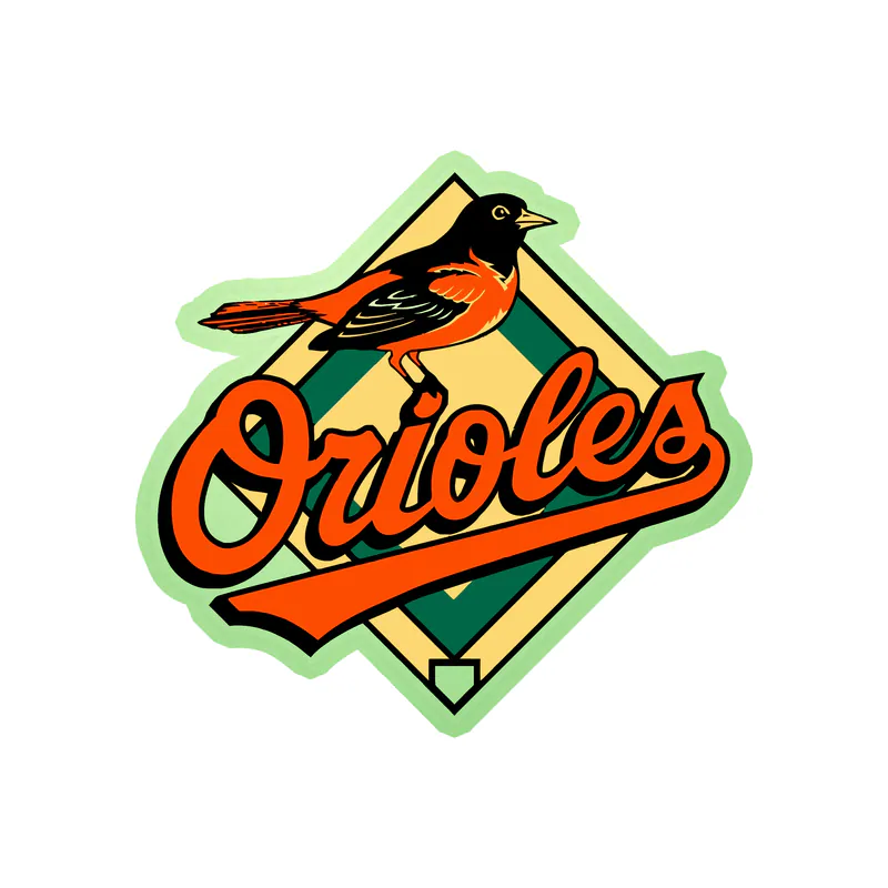 Baltimore Orioles - Name With Bird On Diamond Plate - Glow in the Dark Vinyl Sticker - Custom Size
