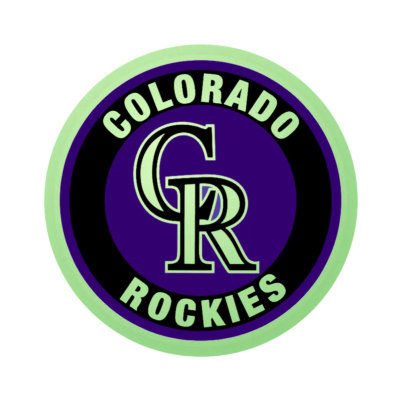 Colorado Rockies - Black and Purple Circle - Glow in the Dark Vinyl Sticker - Custom Size