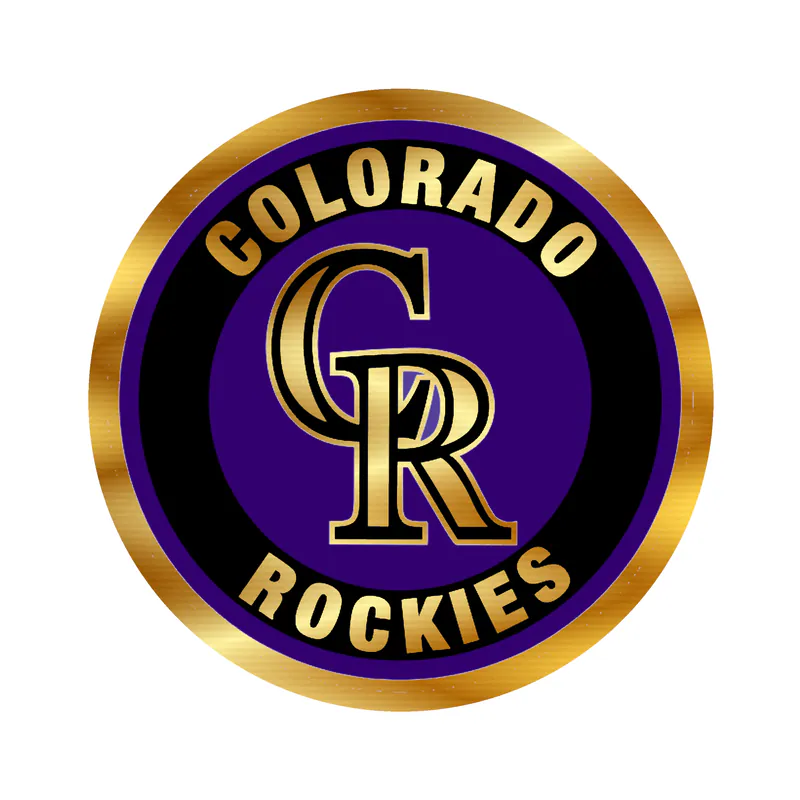 Colorado Rockies - Black and Purple Circle - Gold Chrome Vinyl Sticker - Custom Size