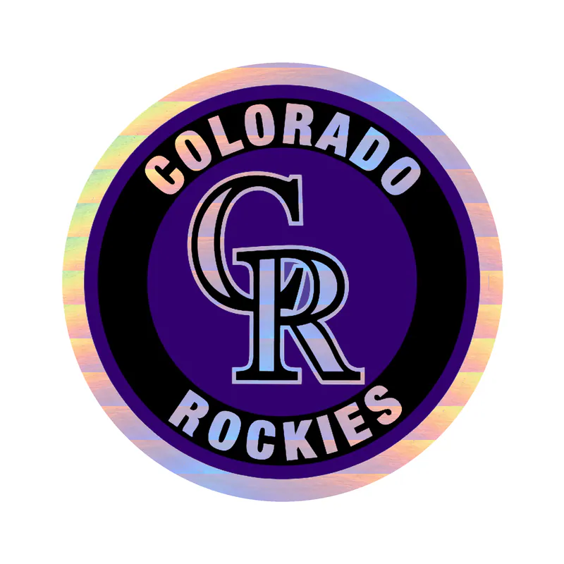 Colorado Rockies - Black and Purple Circle - Holographic Vinyl Sticker - Custom Size