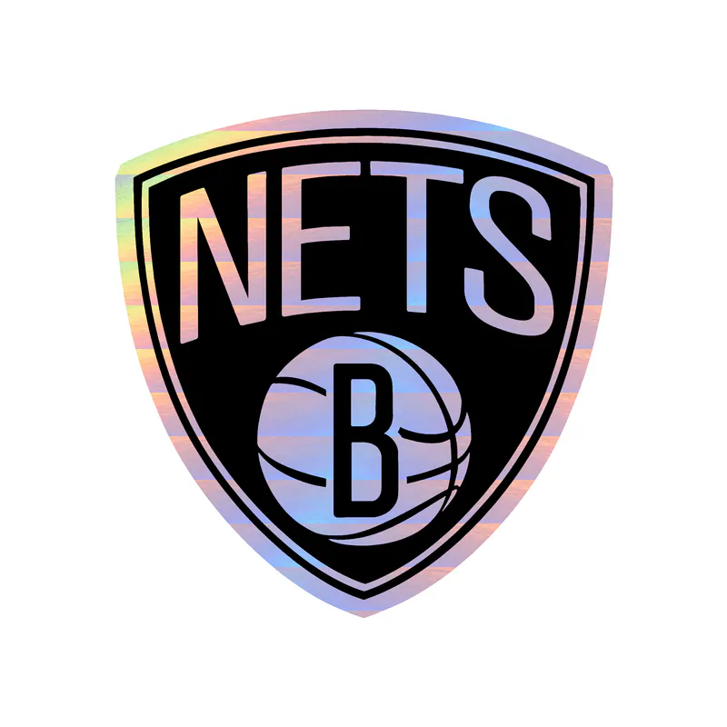 Brooklyn Nets - Basketball With Nets - Holographic Vinyl Sticker - Custom Size