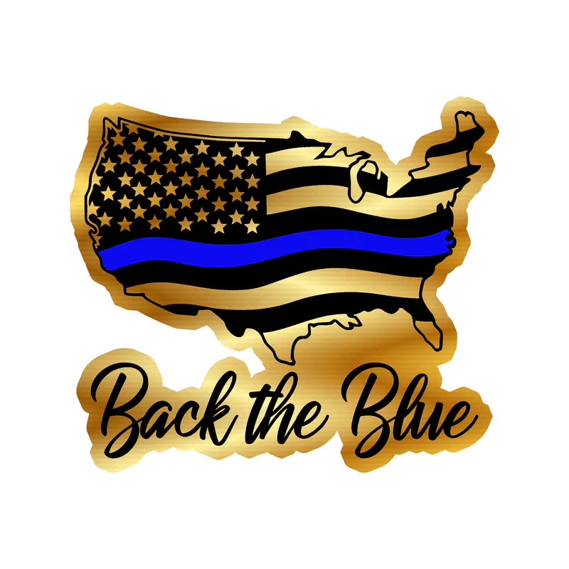 Back The Blue Flag - Gold Chrome Vinyl Decal - custom size