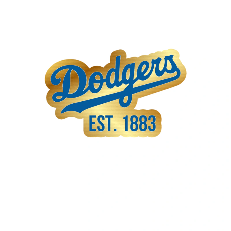 Los Angeles Dodgers - Cursive Dodger EST. 1883 - Gold Chrome Vinyl Sticker - Custom Size