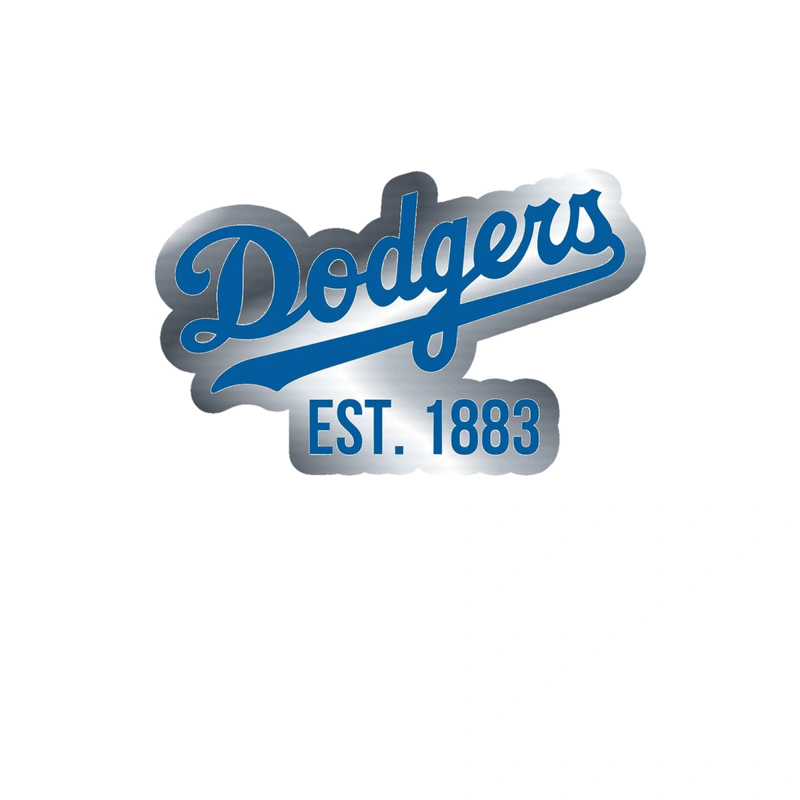 Los Angeles Dodgers - Cursive Dodger EST. 1883 - Silver Chrome Vinyl Sticker - Custom Size