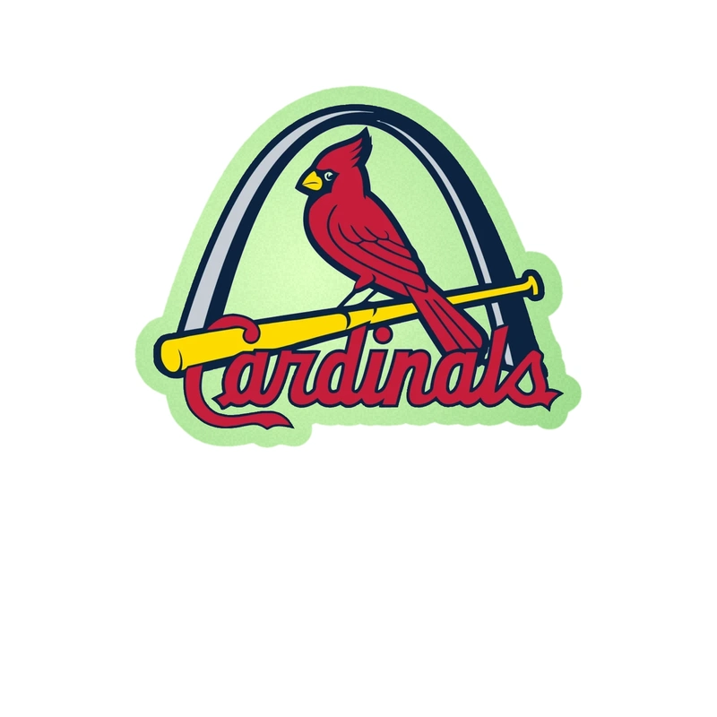 St. Louis Cardinals - Bird With Cardinals Arch -Glow in the Dark Vinyl Sticker - Custom Size